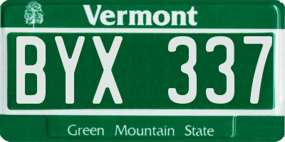 VT license plate BYX337