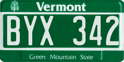 VT license plate BYX342