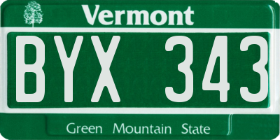 VT license plate BYX343