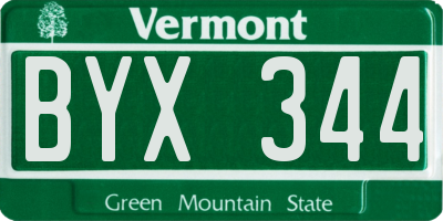 VT license plate BYX344