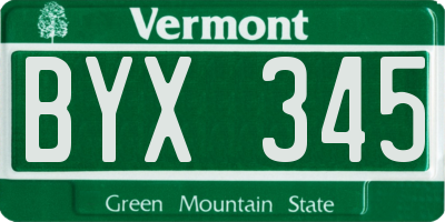 VT license plate BYX345