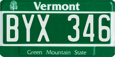 VT license plate BYX346