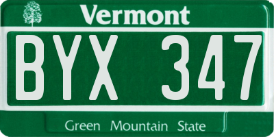 VT license plate BYX347