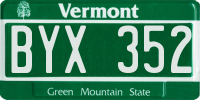 VT license plate BYX352