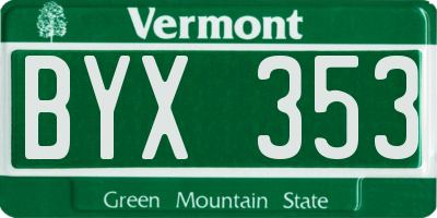 VT license plate BYX353