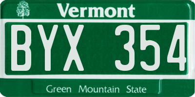 VT license plate BYX354