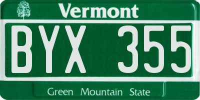 VT license plate BYX355