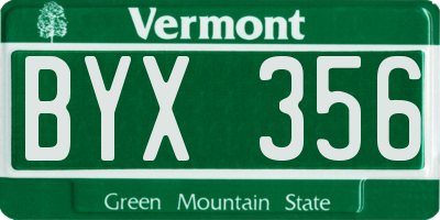 VT license plate BYX356