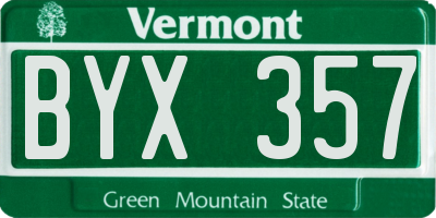 VT license plate BYX357