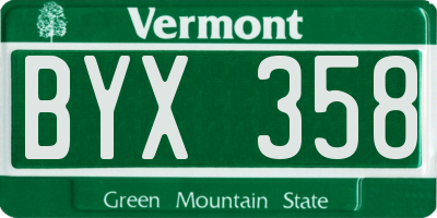 VT license plate BYX358