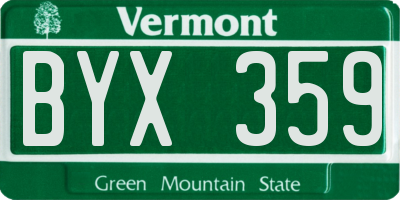 VT license plate BYX359