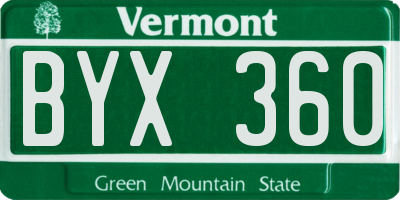 VT license plate BYX360