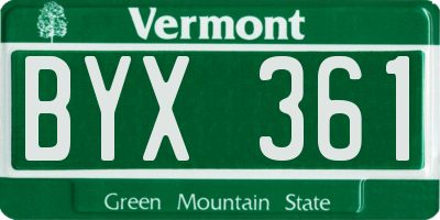 VT license plate BYX361