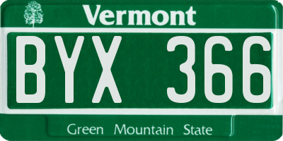 VT license plate BYX366