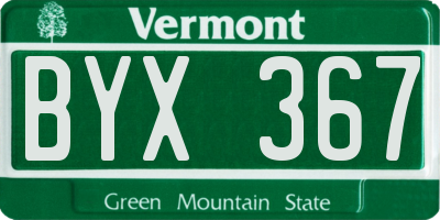 VT license plate BYX367
