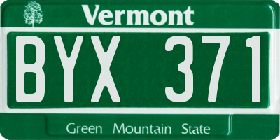 VT license plate BYX371