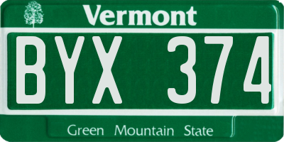 VT license plate BYX374