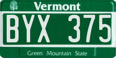 VT license plate BYX375