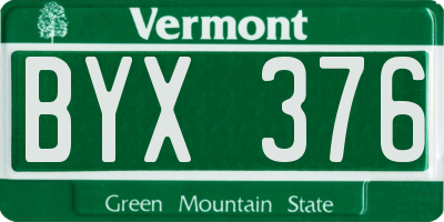 VT license plate BYX376