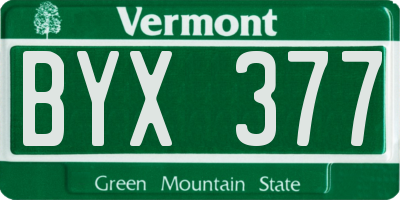VT license plate BYX377