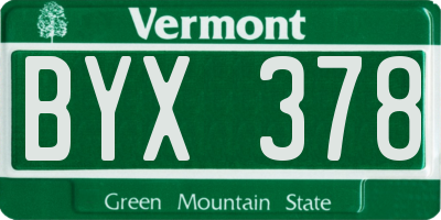 VT license plate BYX378