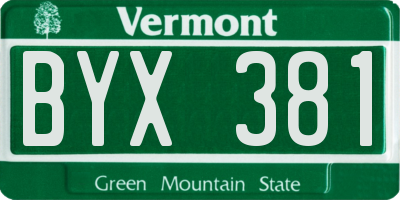 VT license plate BYX381