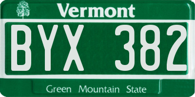 VT license plate BYX382
