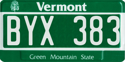 VT license plate BYX383