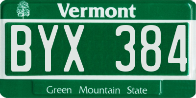 VT license plate BYX384