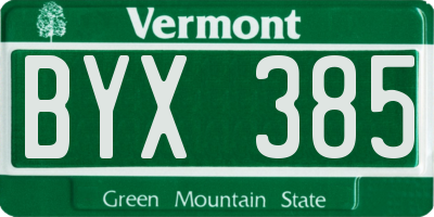VT license plate BYX385
