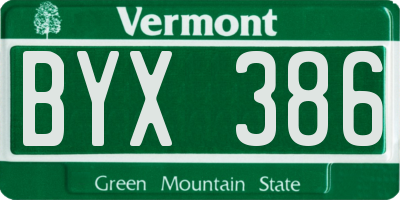 VT license plate BYX386