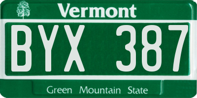 VT license plate BYX387