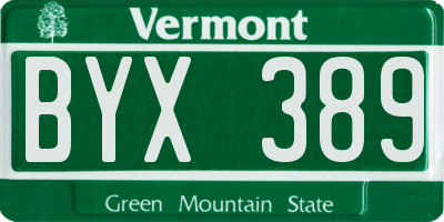 VT license plate BYX389