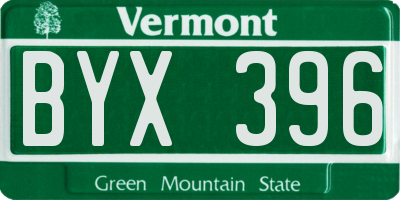 VT license plate BYX396