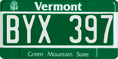 VT license plate BYX397