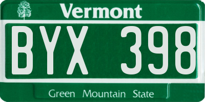 VT license plate BYX398