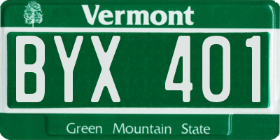 VT license plate BYX401