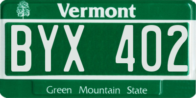 VT license plate BYX402