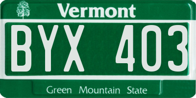 VT license plate BYX403
