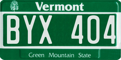 VT license plate BYX404