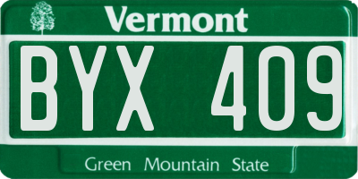 VT license plate BYX409