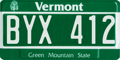 VT license plate BYX412