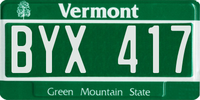 VT license plate BYX417