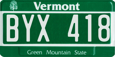 VT license plate BYX418