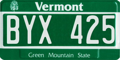 VT license plate BYX425