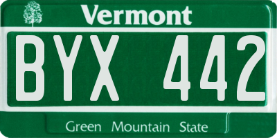 VT license plate BYX442