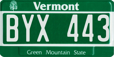 VT license plate BYX443