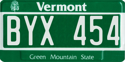 VT license plate BYX454