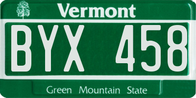 VT license plate BYX458
