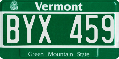VT license plate BYX459